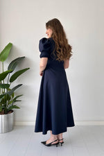 Robe unie à manches pastèque bleu marine