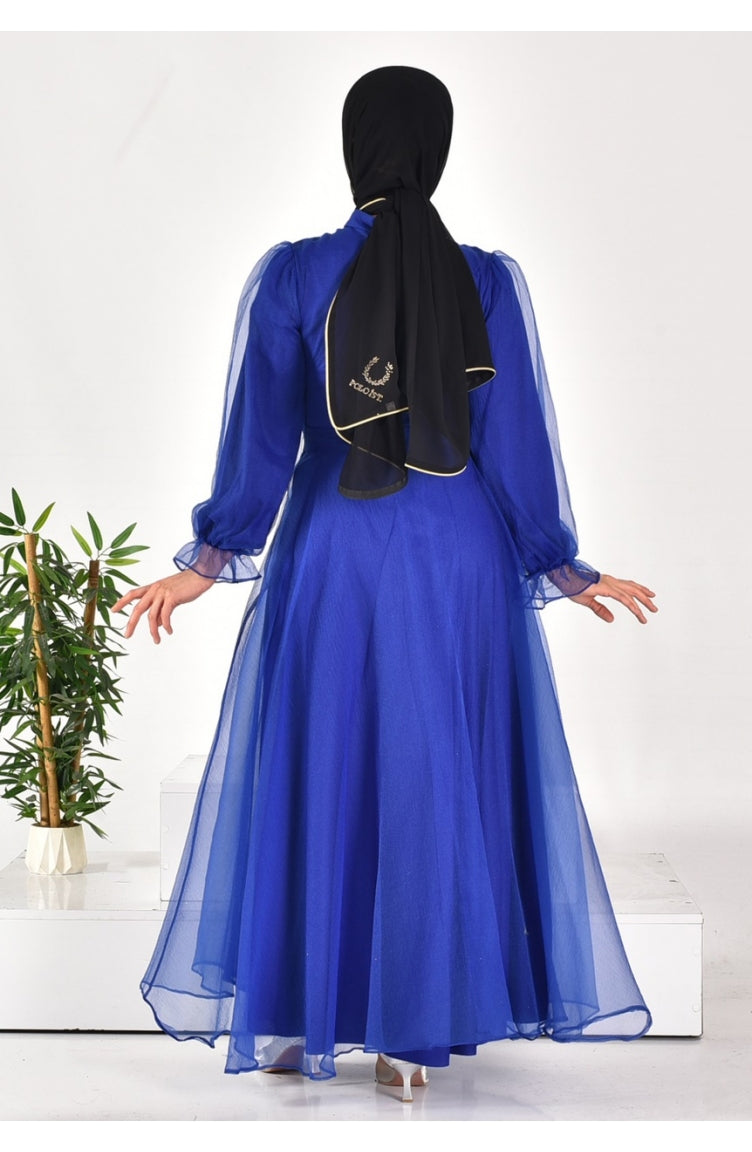 4384 Robe De Soirée Hijab à Ceinture En Tissu Dalya 4384-04 Saks 4384-04