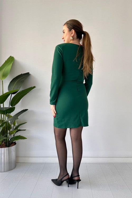 Robe portefeuille en crêpe verte