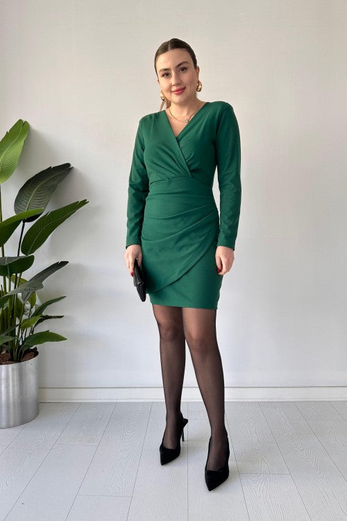 Robe portefeuille en crêpe verte