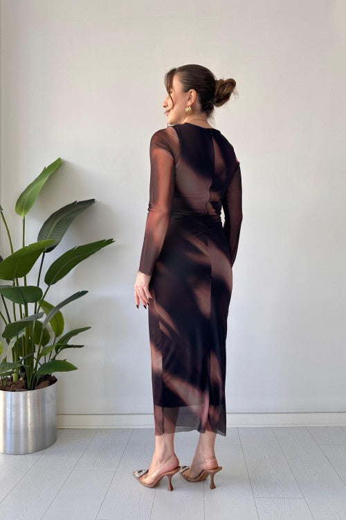 Robe en tulle Aurora marron