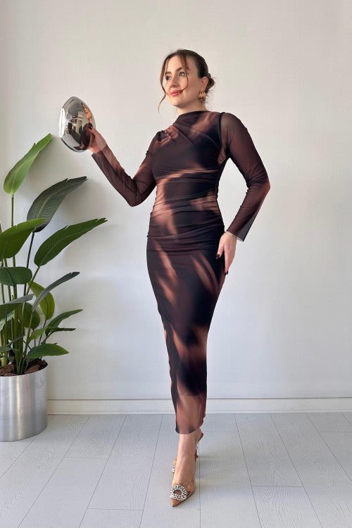 Robe en tulle Aurora marron