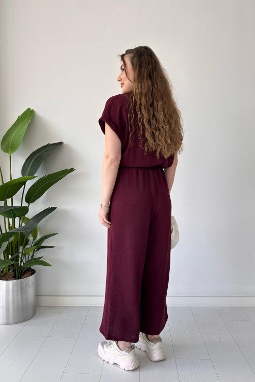 Combinaison large rouge bordeaux