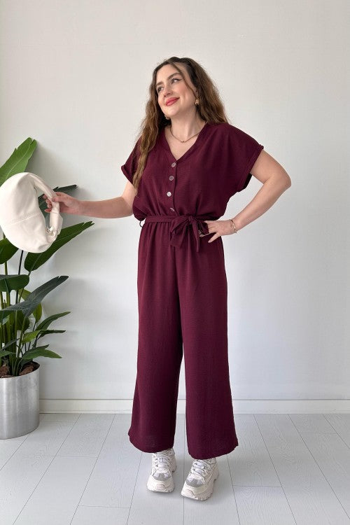 Combinaison large rouge bordeaux