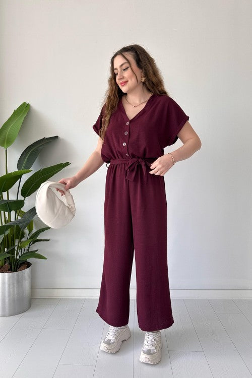 Combinaison large rouge bordeaux