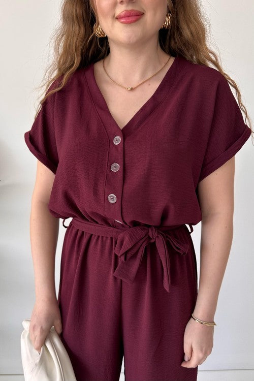 Combinaison large rouge bordeaux