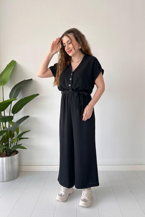 جمبسوت أسود واسع الساق