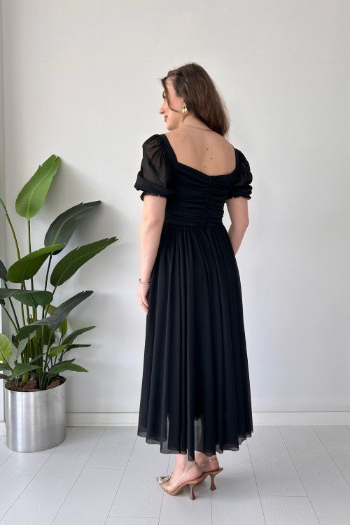 Robe en tulle plissée noire