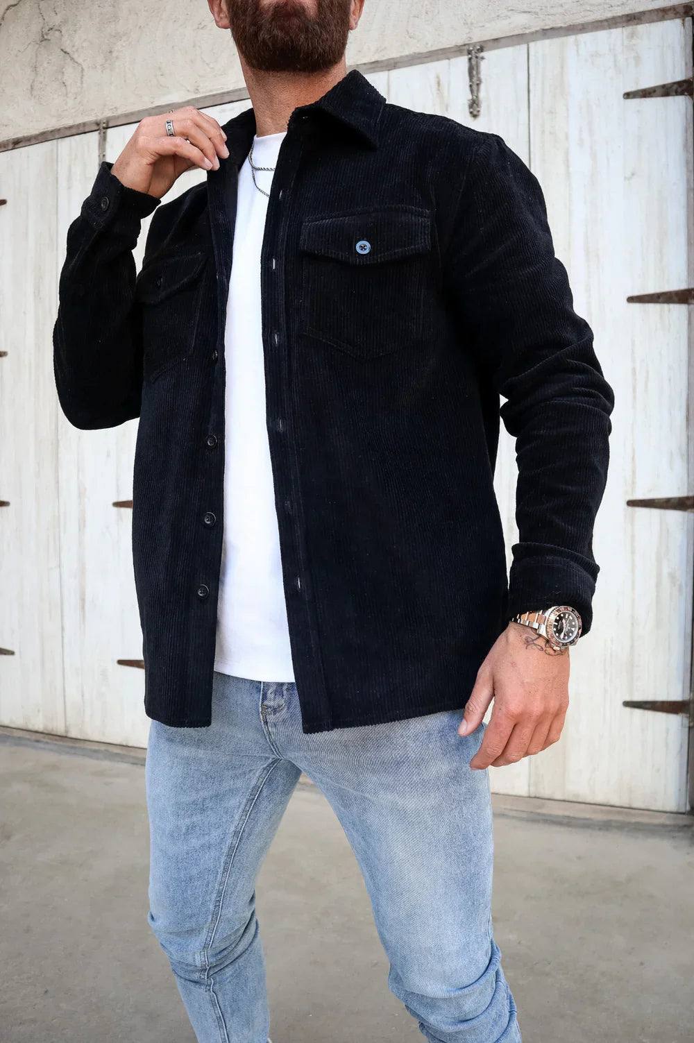 CORD OVERSHIRT Noir