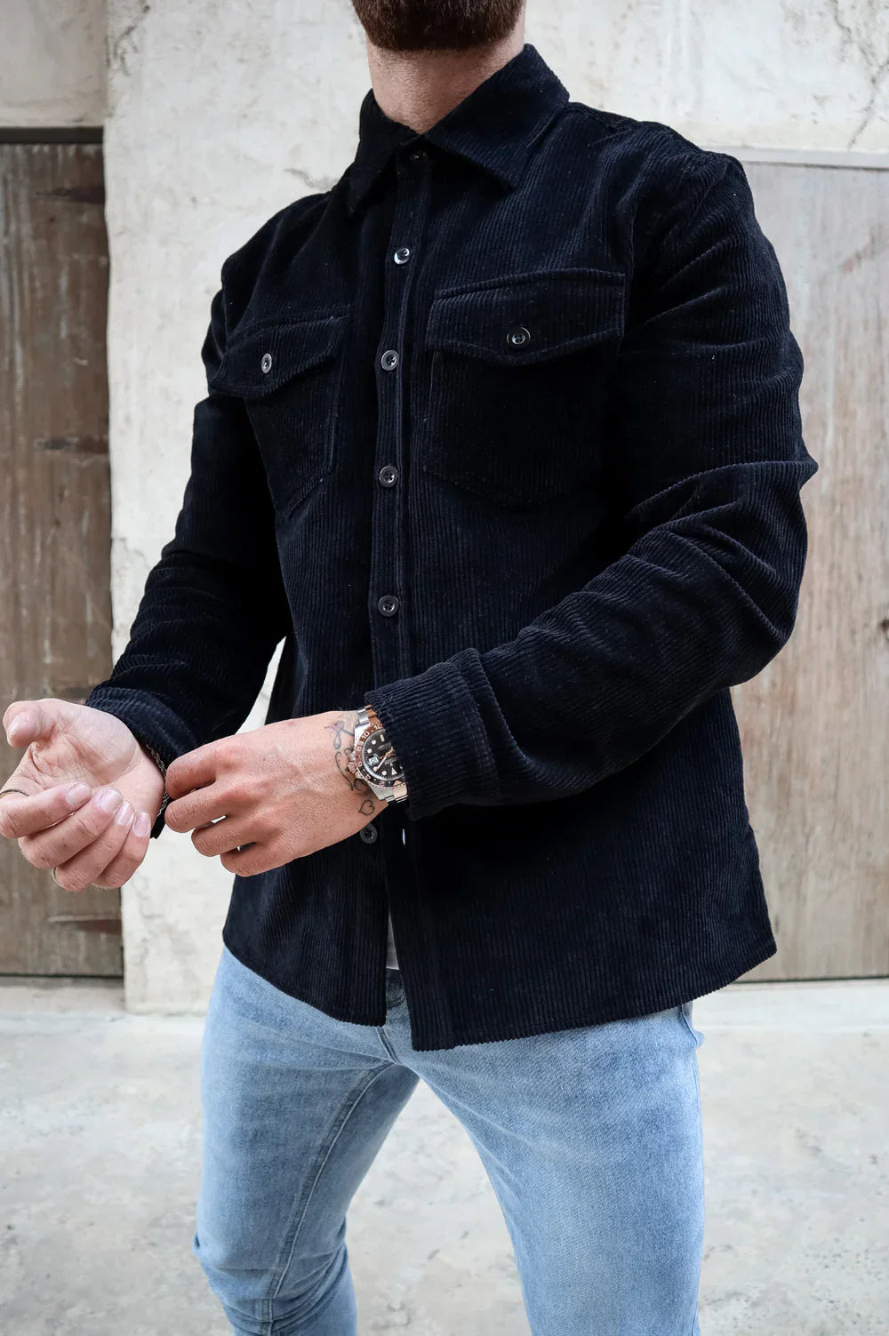 CORD OVERSHIRT Noir