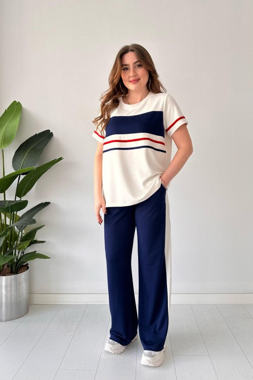 Costume bicolore en modal bleu marine