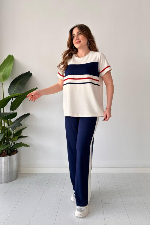 Costume bicolore en modal bleu marine