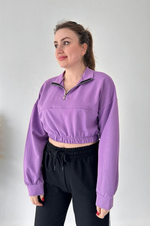 Sweat-shirt court lilas
