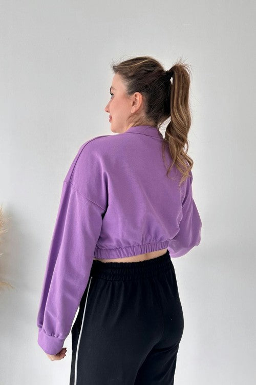 Sweat-shirt court lilas