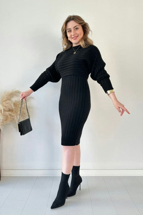 Robe courte en maille noire