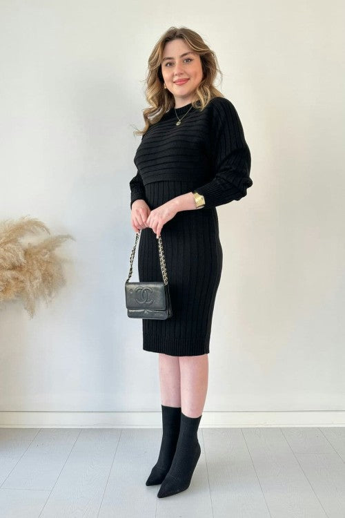 Robe courte en maille noire