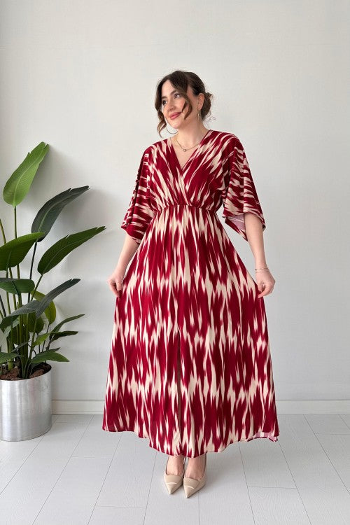 Robe chauve-souris Wave rouge bordeaux
