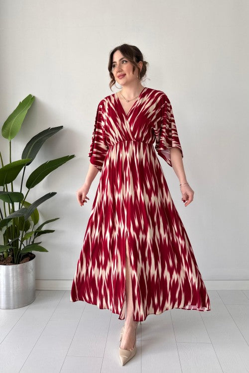 Robe chauve-souris Wave rouge bordeaux