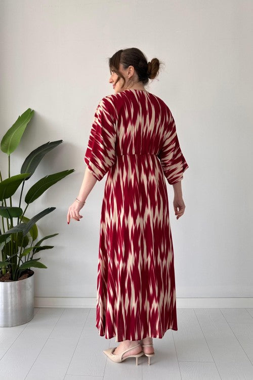 Robe chauve-souris Wave rouge bordeaux