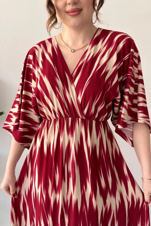 Robe chauve-souris Wave rouge bordeaux