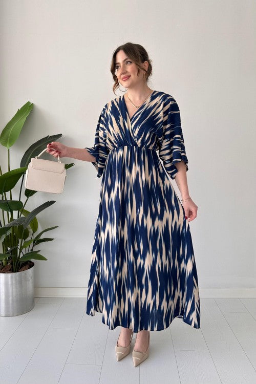 Robe chauve-souris Wave bleu marine