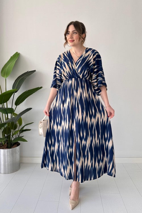 Robe chauve-souris Wave bleu marine