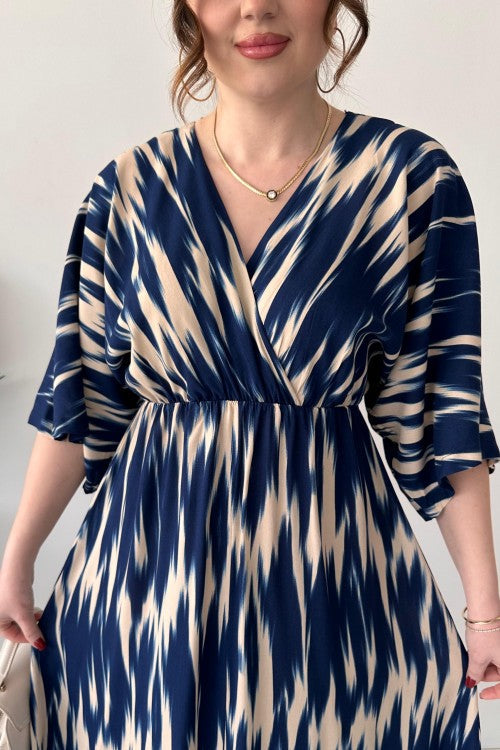 Robe chauve-souris Wave bleu marine