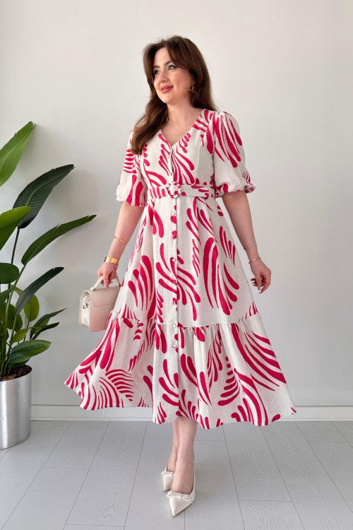 Robe en lin rose