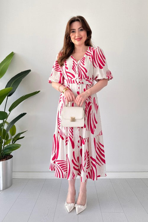 Robe en lin rose
