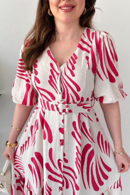 Robe en lin rose