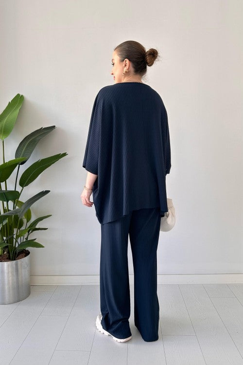 Ensemble caraco fluide bleu marine
