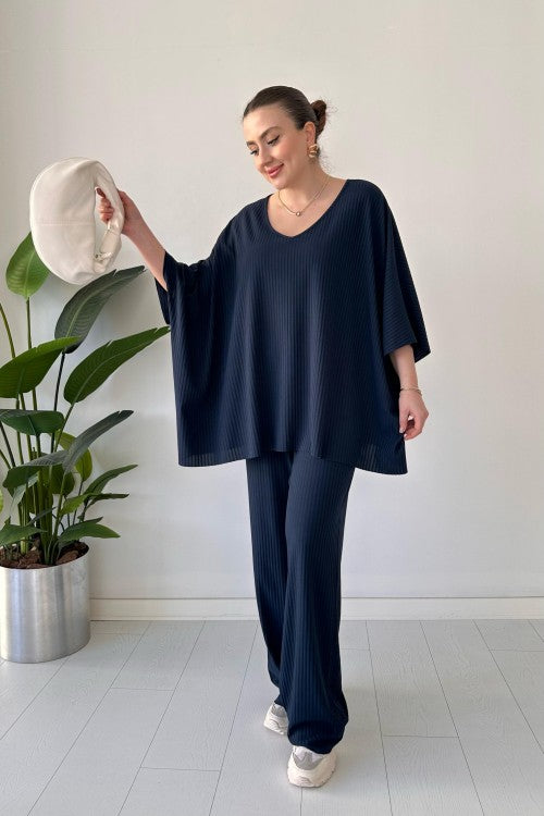 Ensemble caraco fluide bleu marine