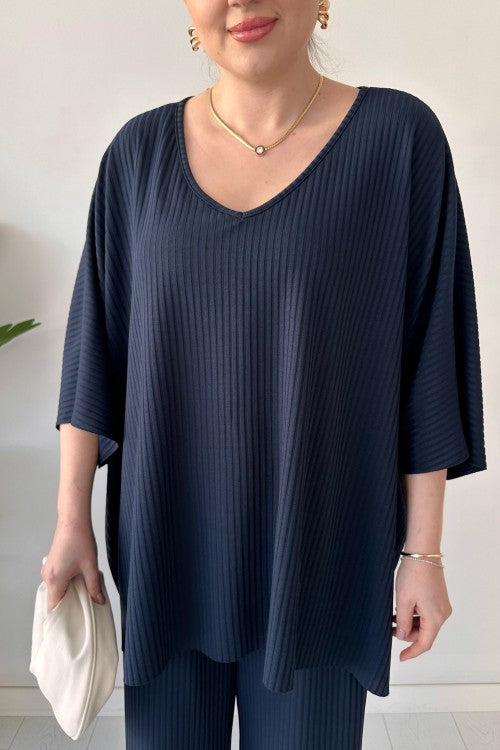 Ensemble caraco fluide bleu marine