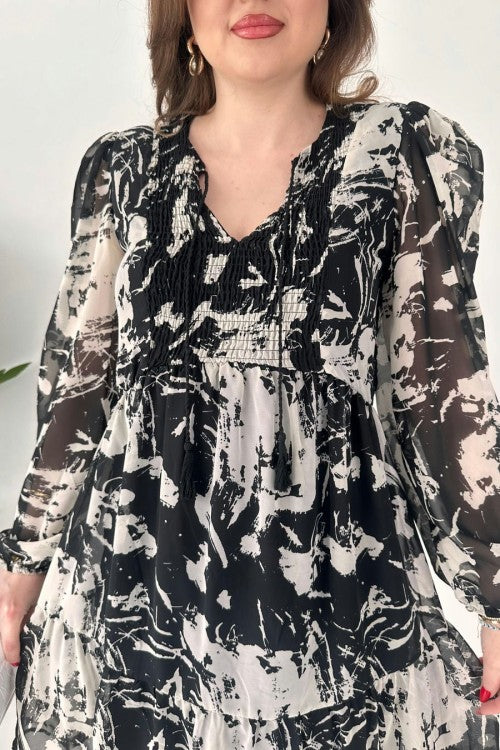 Robe fluide en mousseline noire