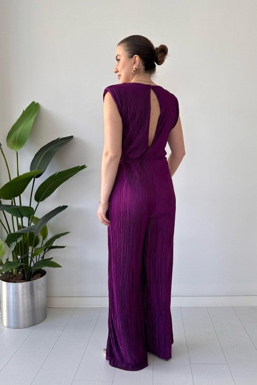 Combinaison froissée à nœuds violette