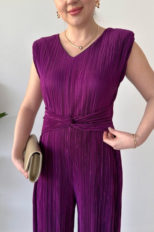 Combinaison froissée à nœuds violette