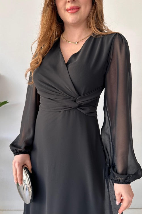 Robe en mousseline nouée noire
