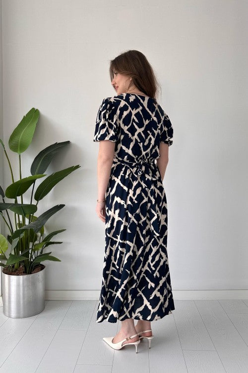 Robe à motifs pinceaux bleu marine