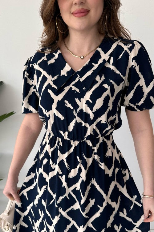 Robe à motifs pinceaux bleu marine