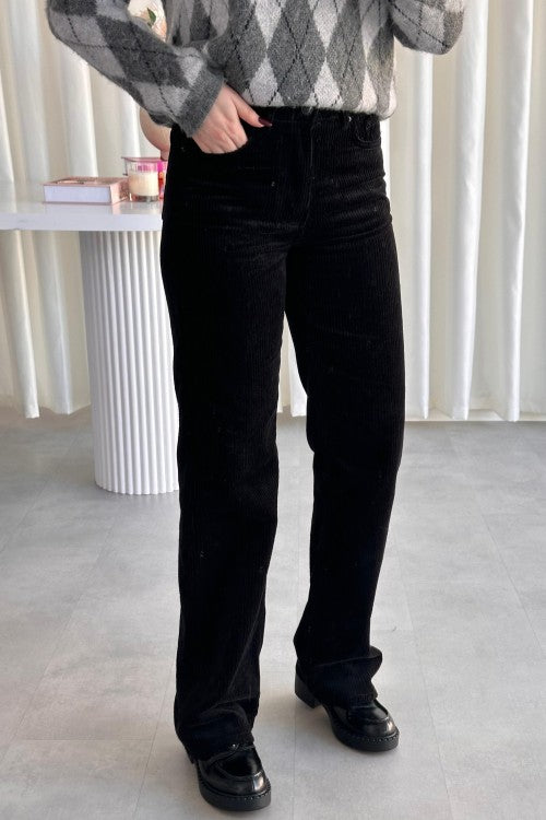 Pantalon en velours côtelé noir