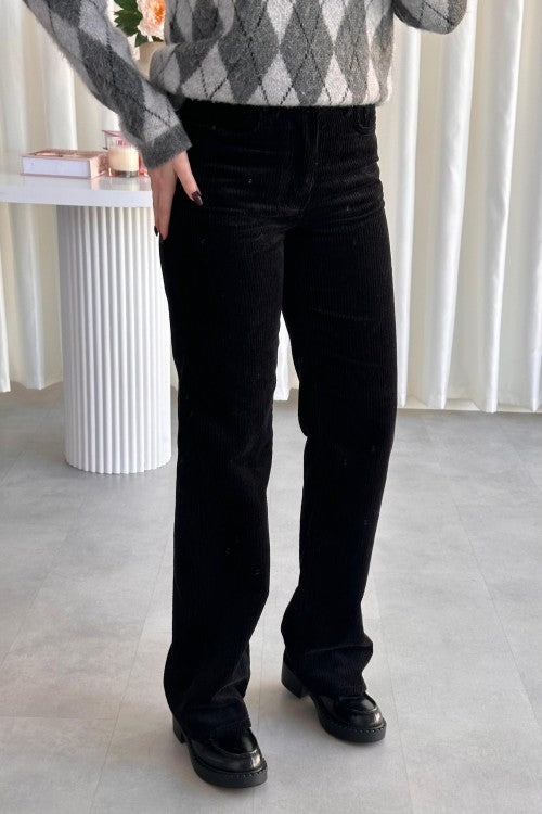 Pantalon en velours côtelé noir