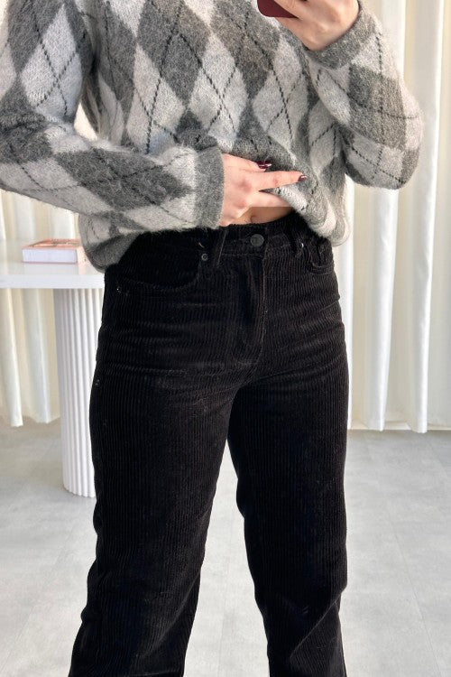 Pantalon en velours côtelé noir