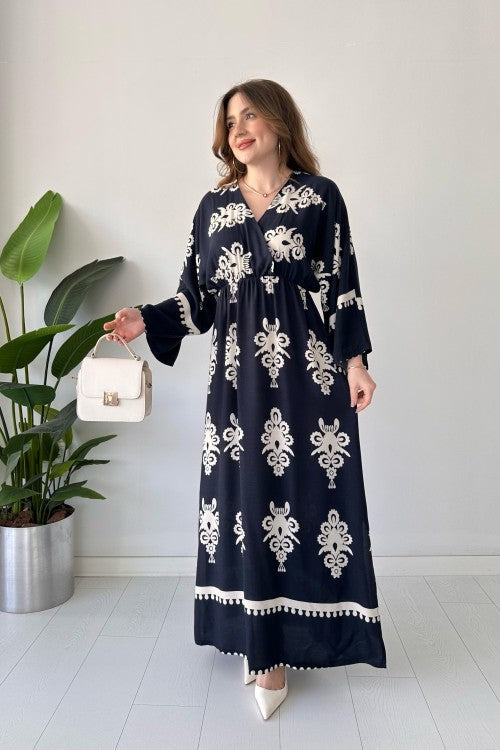 Robe chauve-souris française bleu marine