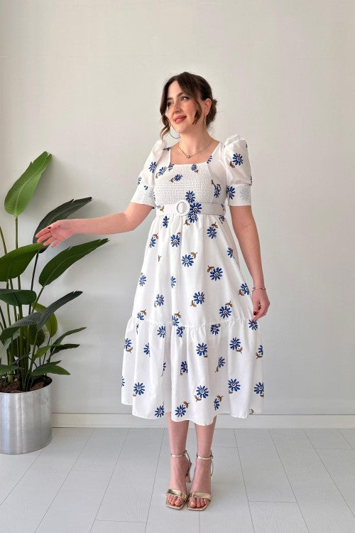 Robe à fleurs Gipeli blanche