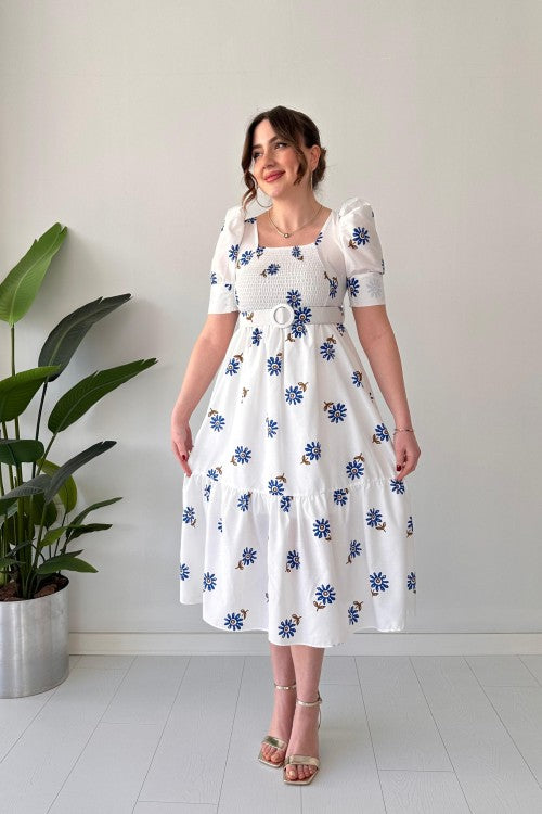 Robe à fleurs Gipeli blanche