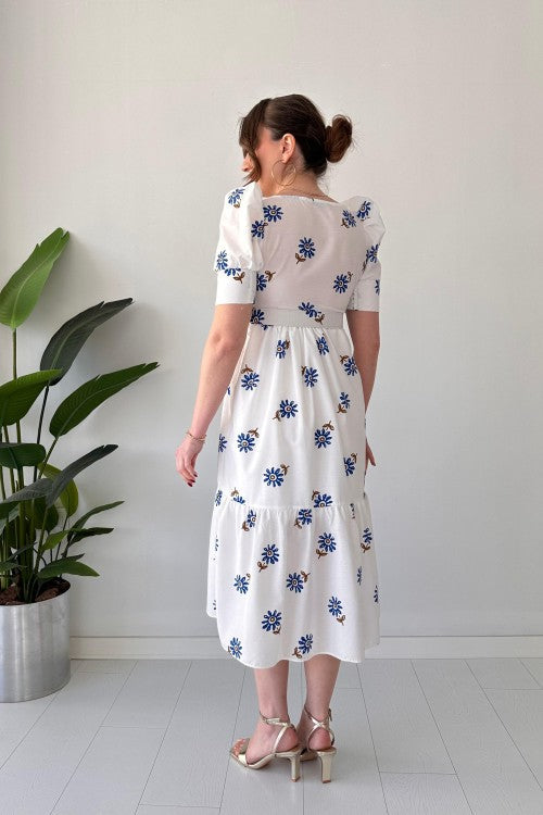 Robe à fleurs Gipeli blanche