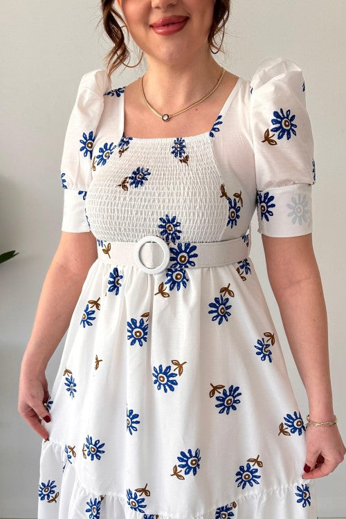 Robe à fleurs Gipeli blanche