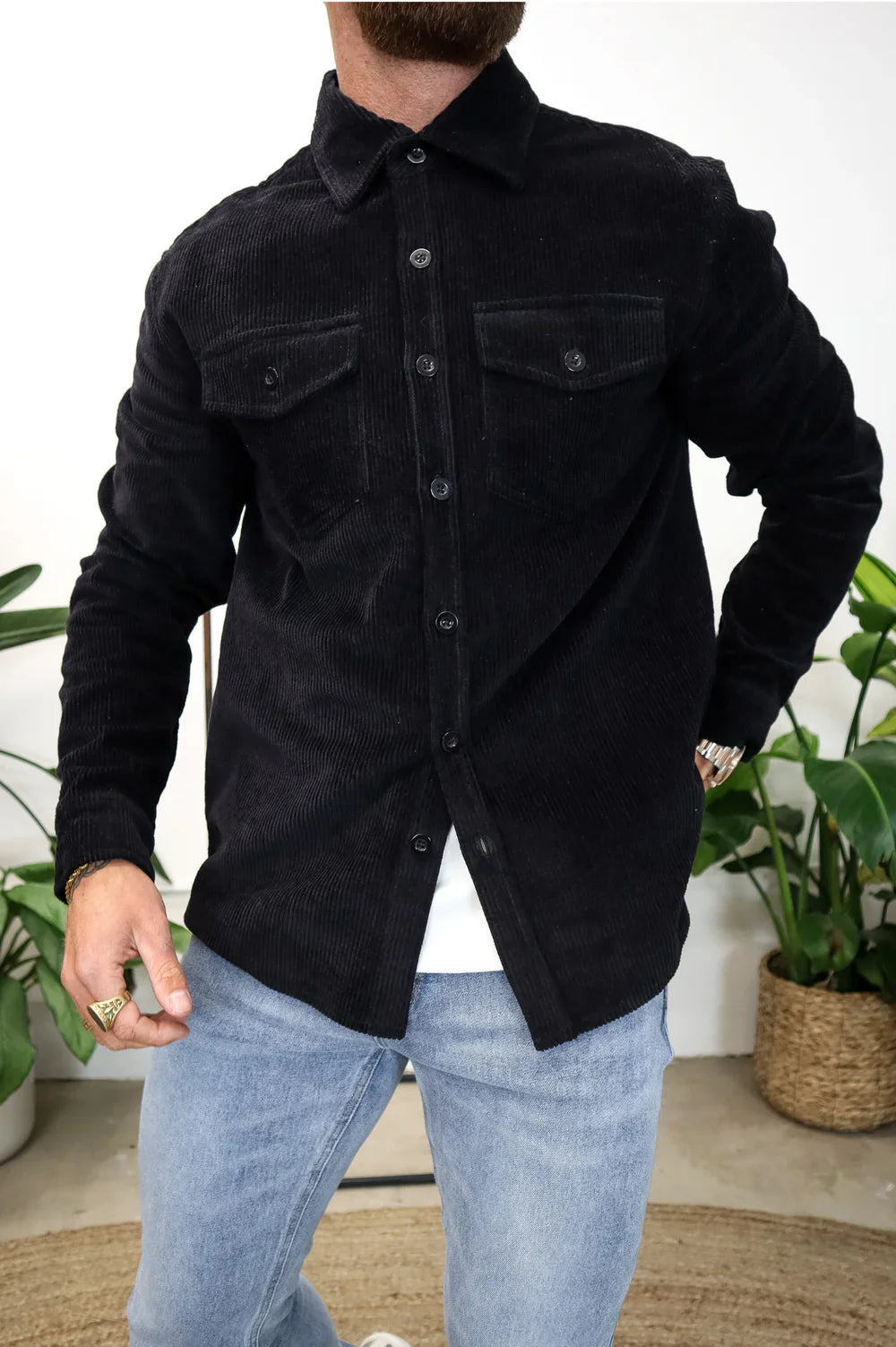 CORD OVERSHIRT Noir