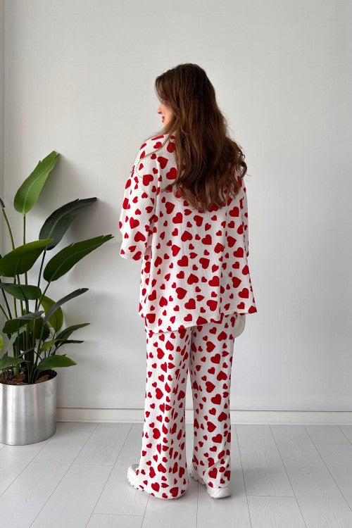 Ensemble en seersucker cœur rouge
