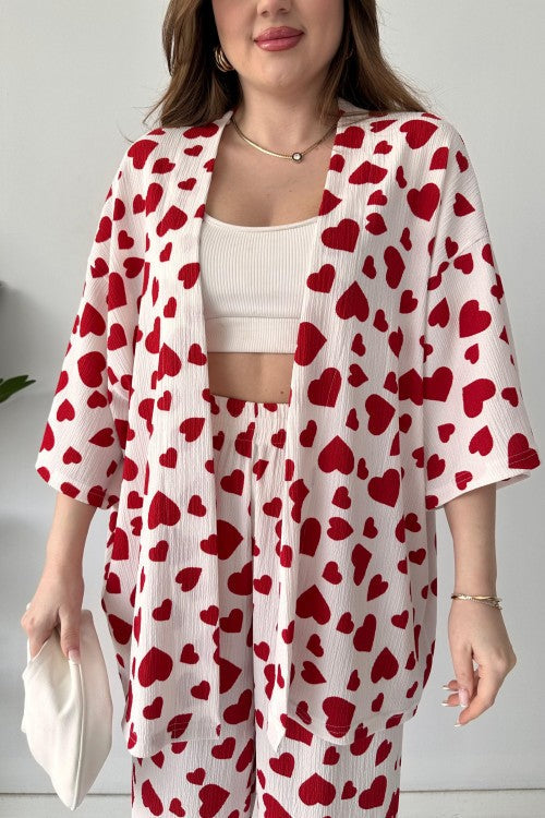 Ensemble en seersucker cœur rouge